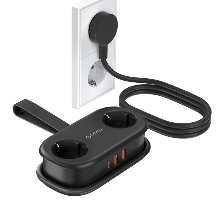Orico AP3 grenuttag 2x Schuko / 2x USB-A / 1x USB-C 20W - svart