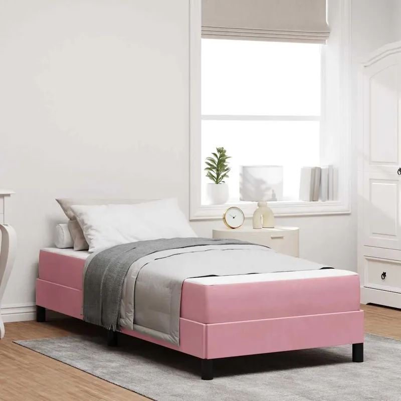 vidaXL Bäddfjäder med madrass Rosa 90 x 200 cm tyg