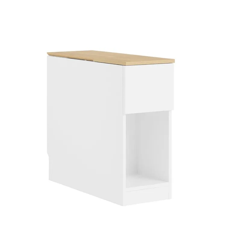 SoBuy Smalt sängbord med låda och hylla - Kompakt sidobord | Vit/Natur 25x65x60cm FBT162-WN