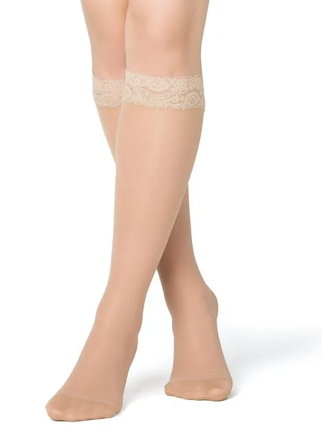 Funq Wear Lace Kompressionsstrumpor Nylon 15-18 mm, 36-37, Naturally Nude