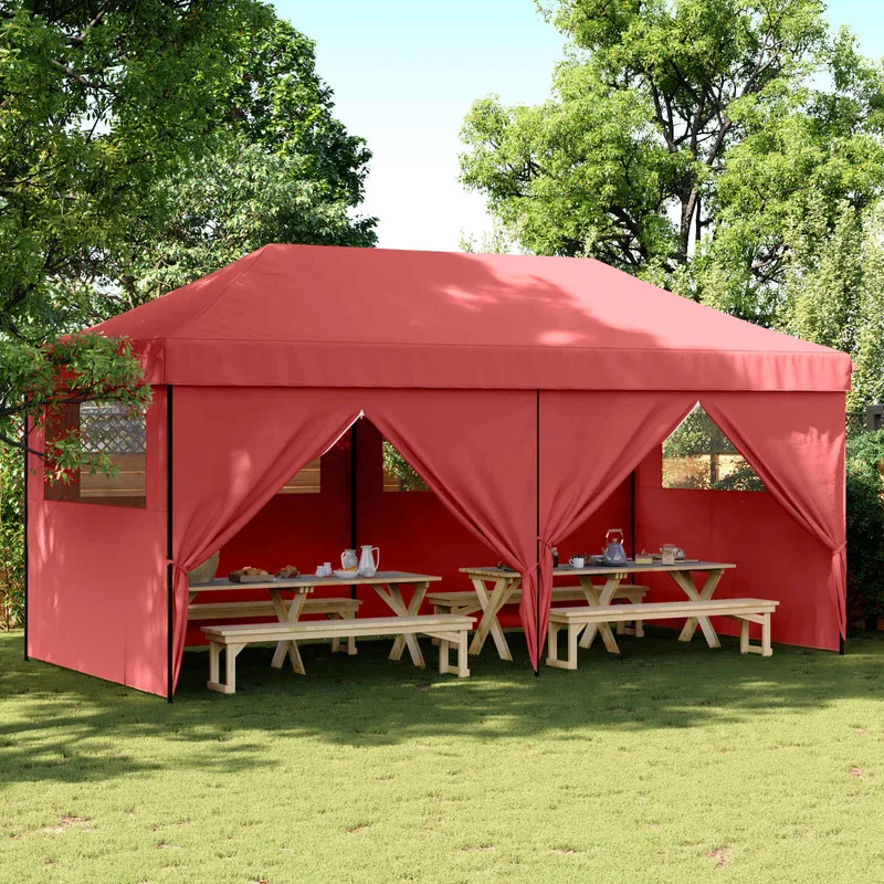 vidaXL Partytält 292 x 580 x 315 cm Vinröd Oxford Tyg