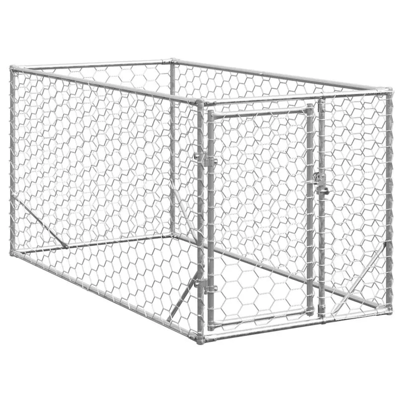 Utomhushundbur med dörr 2 x 1 x 1 m Galvaniserat stål