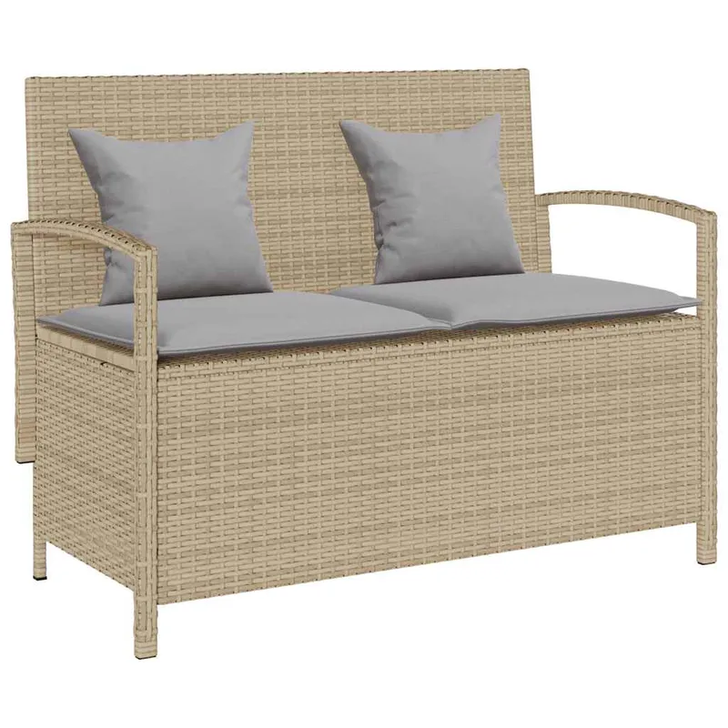 vidaXL Förvaringsbänk för trädgård med dyna beige konstrotting