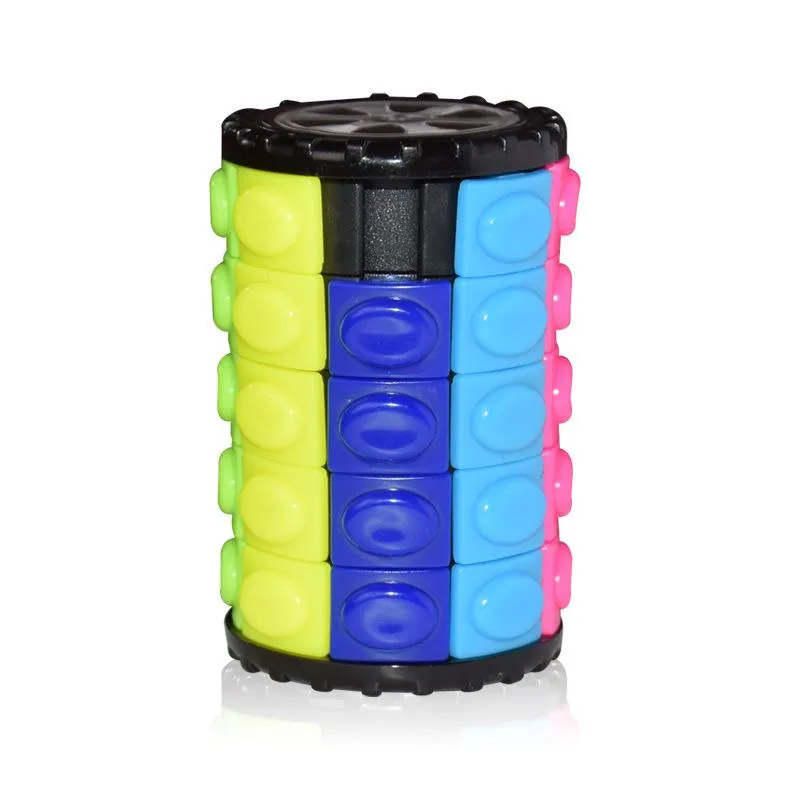 Barn Fargerik Plast 3D Sylindrisk Magic Cube Kreativt puslespill leke Barn Gave Stress Relief Math Tools (#2680)