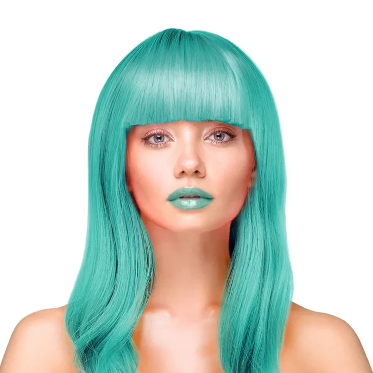 Party Wig Long Straight Turquoise Hair Peruk