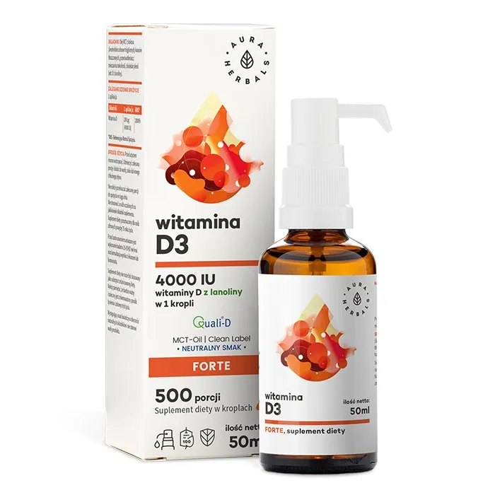 Aura Herbals – Vitamin D3 4000 IU med MCT, 50 ml