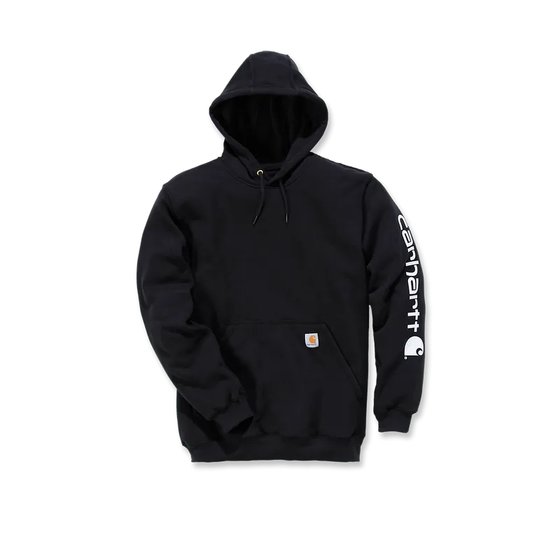 Carhartt Men’s Sleeve Logo Hooded Sweatshirt Black (#7634)