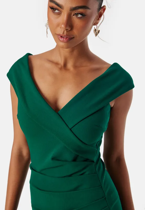 Bardot Pleat Maxi Split Dress (#0400)