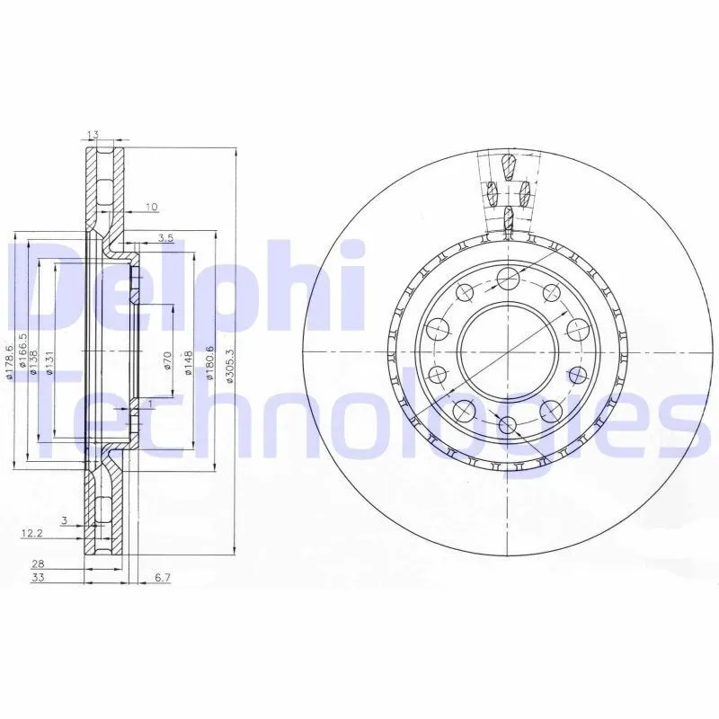 Bromsskiva DELPHI BG3951