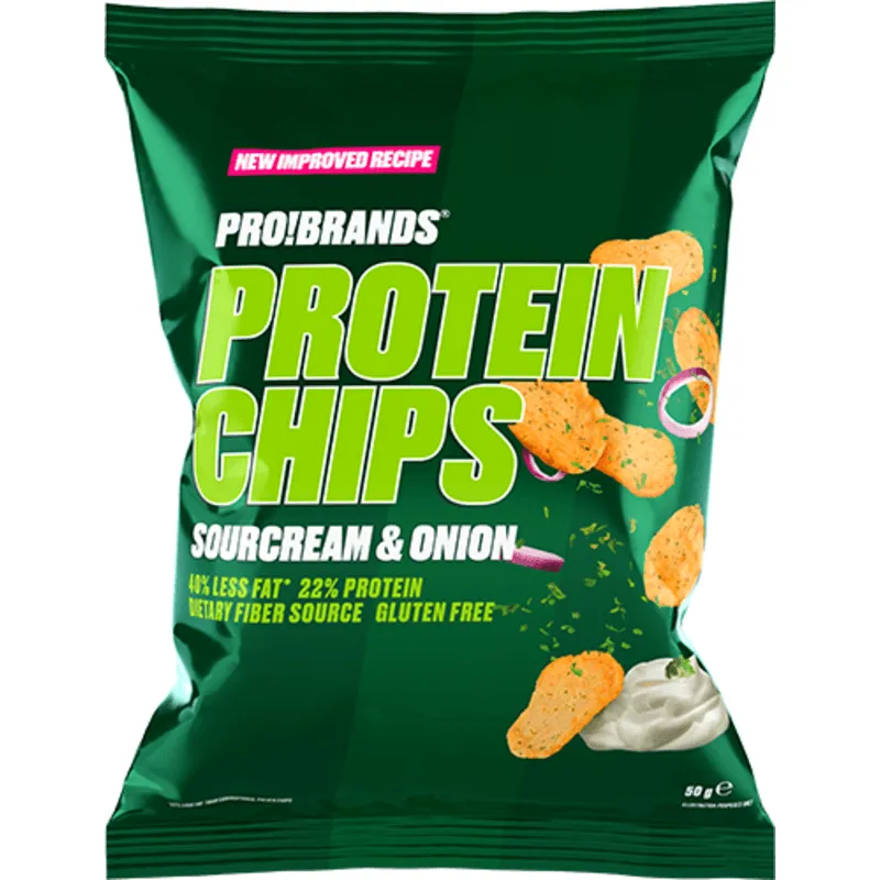 Köp 2 få 25% | ProBrands Protein Chips Sour Cream & Onion 50g