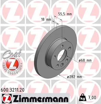 Bromsskiva ZIMMERMANN 600.3211.20