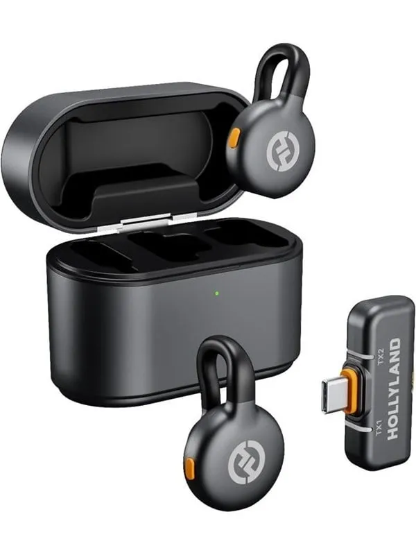 Hollyland LARK M2S Duo Wireless Lavalier Microphone with USB-C Plug Duo - Space Gray