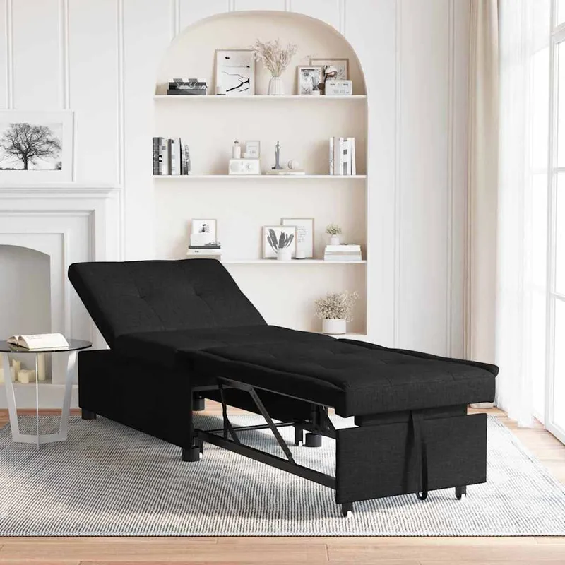 vidaXL Pull Out Sofa Bed Svart 194 x 50 x 82 cm tyg