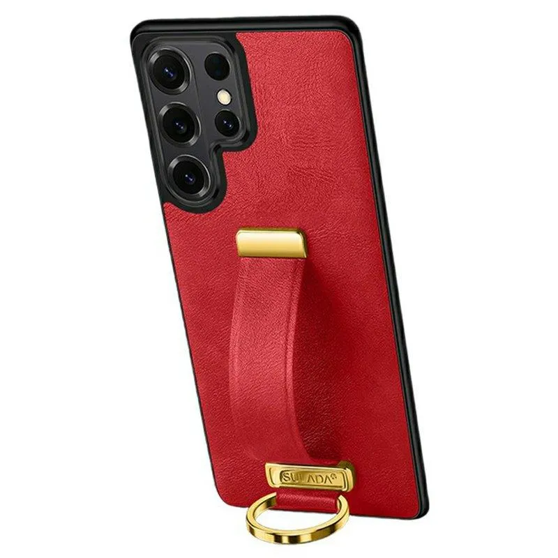 Sulada Mobilskal för Samsung Galaxy S26 Ultra Kickstand Konstläder – Röd