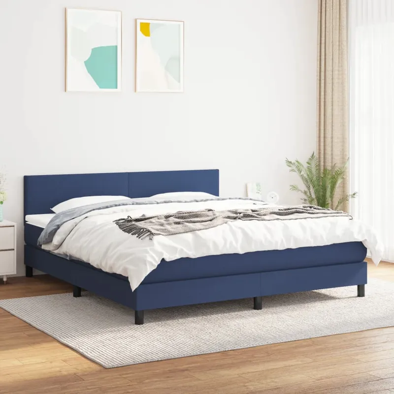 vidaXL Ramsäng med madrass blå 180×200 cm tyg (#5838)
