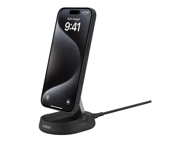 Belkin BoostCharge Pro Laddställ med Qi2 15 W Svart