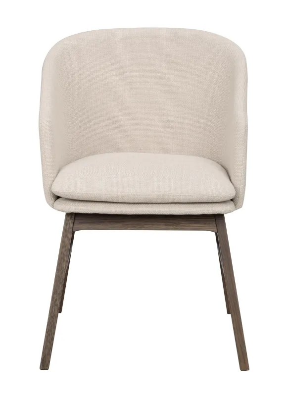 ROWICO Windham fåtölj, med armstöd – beige polyester och brun ek
