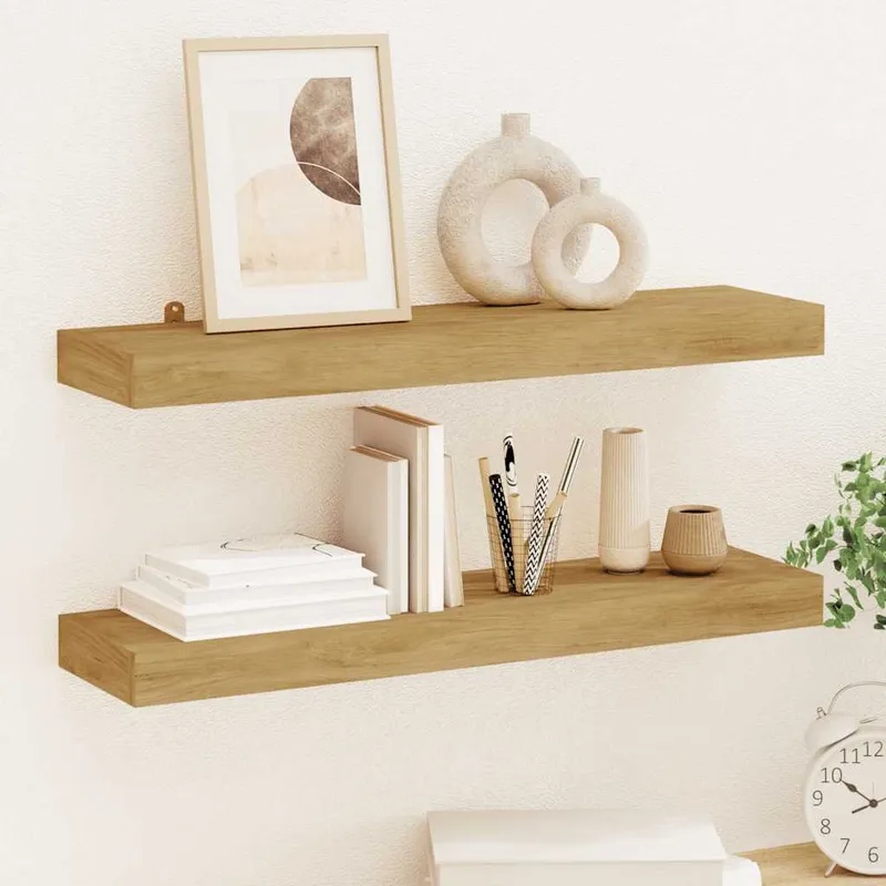vidaXL Vägghyllor 2 st 60x15x4 cm massivt teakträ