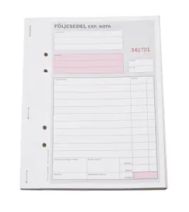 Följesedel A5 numrerade 3x 50 blad