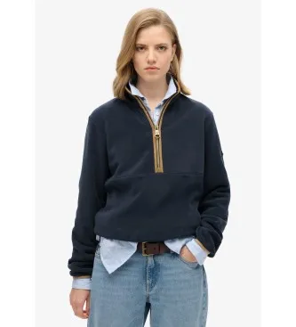 Superdry för kvinnor. W2012337A Jersey Estate halv dragkedja fleece blå (XL), Casual, Återvunnen polyester, Hållbar, Marino