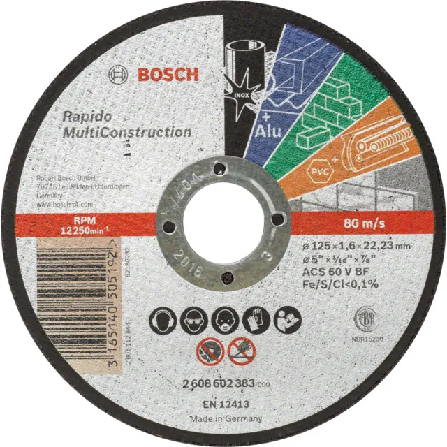Bosch Rak kapskiva, Rapido Multi Construction ACS 46 V BF, 125 mm, 1,6 mm