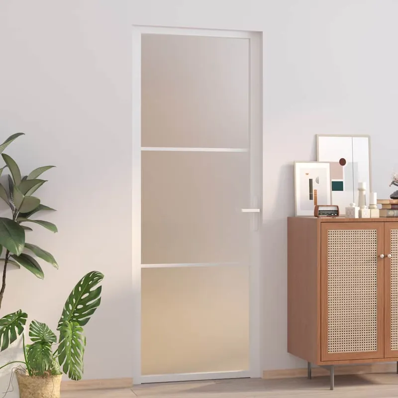 vidaXL Innerdörr 76×201,5 cm vit matt glas och aluminium