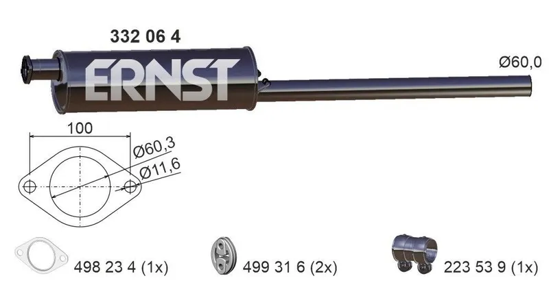 Mittenljuddämpare ERNST 332064