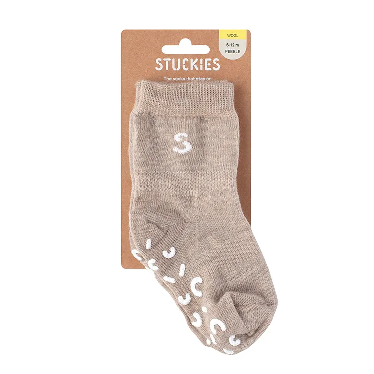 Smarta babysockor Stuckies Ull, 1-pack Beige 25-27