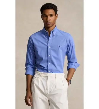 Polo Ralph Lauren för män. 710928255003 Blå skjorta i stretchpoplin, Custom Fit (XL), Casual, Bomull, Klassisk, Lång ärm
