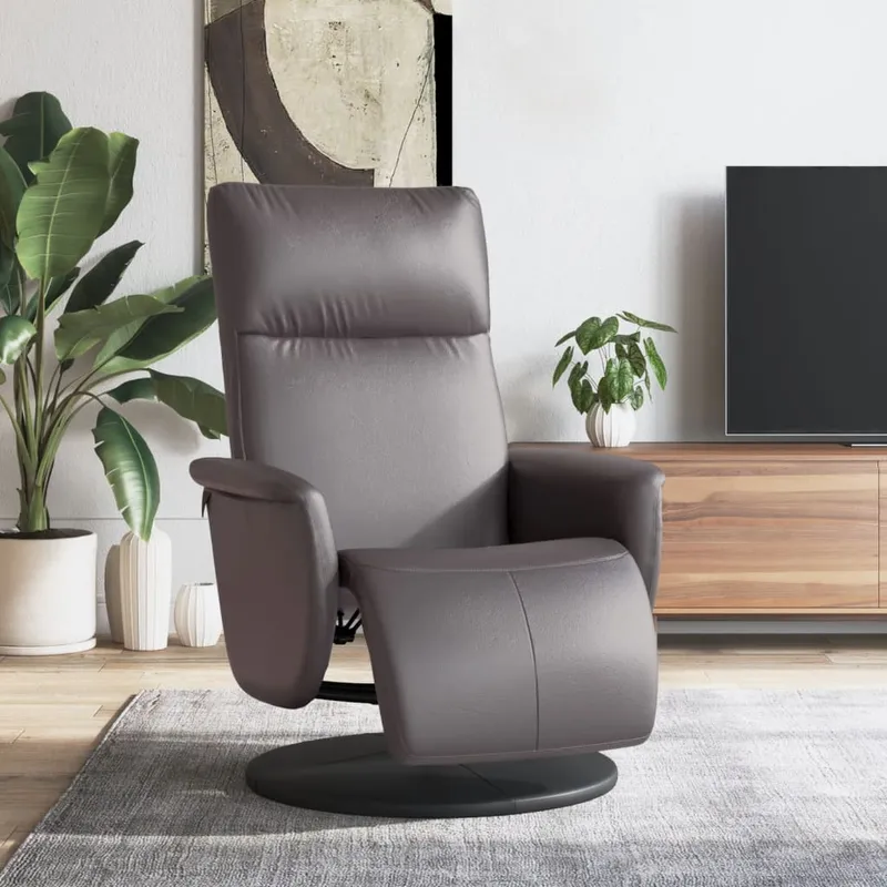 vidaXL Reclinerfåtölj med fotstöd grå konstläder (#3299)