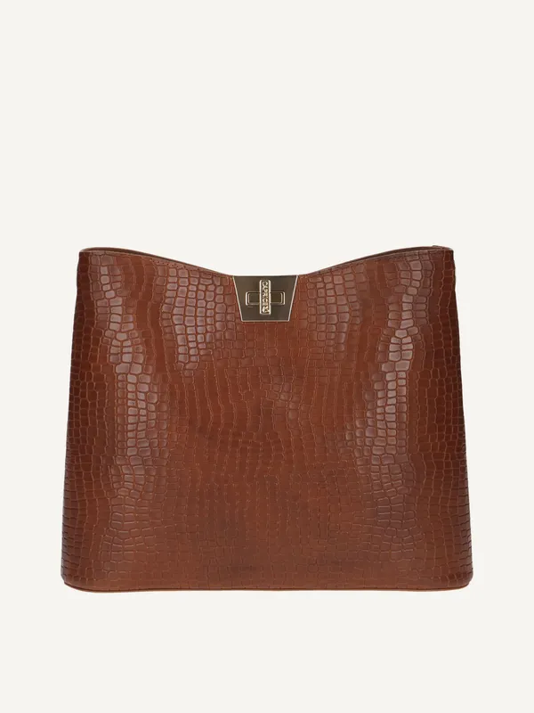 CAPRICE Handbag, brown, made of Leather and textile, Size 1 (#4232)