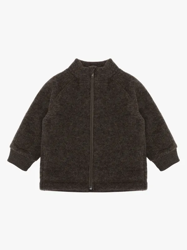 Mikk-Line Ullfleecejacka Barn, Dark Brown Melange, 122