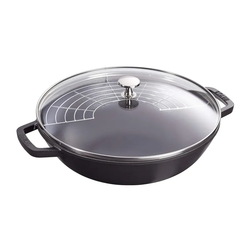 Staub Specialities 30 cm, Wok med glaslock, Svart