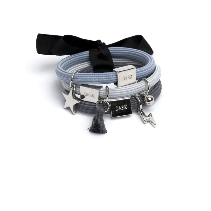 Dark Hair Ties 3 Pk Charm Combo Blue – 1 pcs