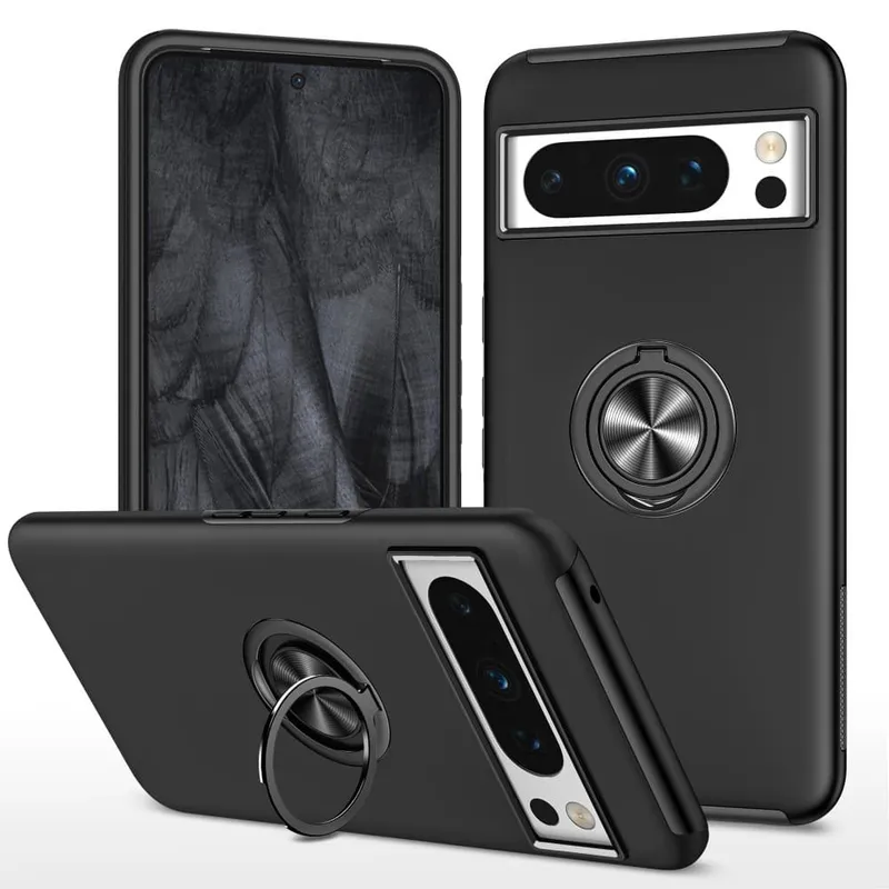 Till Pixel 8 Pro Hybrid skal med Finger Ring – Svart
