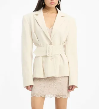 Rotate för kvinnor. 1155082059 Kostym beige linneblazer (36), Casual, Lino