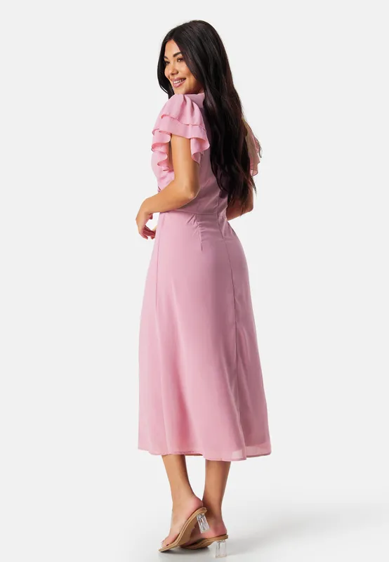 Flounce Sleeve Chiffon Dress (#8757)