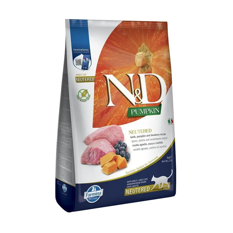 Farmina N&D Pumpkin Cat Lamb & Blueberry Neutered 5 kg