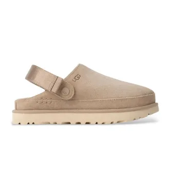 UGG för kvinnor. 1138252 Goldenstar beige träskor i läder (40), Hud, Karta, Kardborreband, Casual