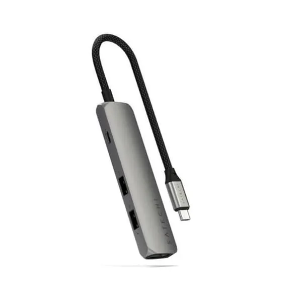 USB-C Multiport Hub - Satechi - 4-i-1 - 4K - Power Delivery 100W - Grå