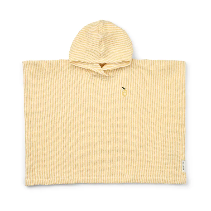 Liewood Paco badponcho lemon yellow creme de la creme stripe 3-4 år