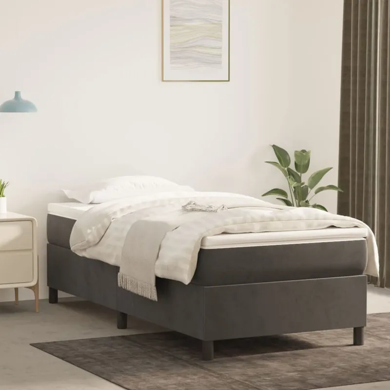 vidaXL Boxspring-sängram mörkgrå 90×190 cm sammet