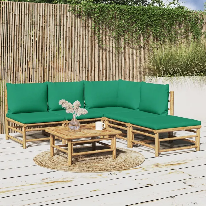 vidaXL Loungegrupp 6 delar gröna dynor bambu (#4953)