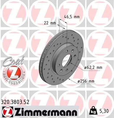 Bromsskiva ZIMMERMANN 320.3803.52