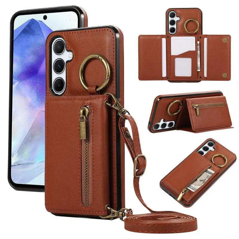 Plånboksfodral för Samsung Galaxy S26 Plus Konstläder Kickstand – Brun