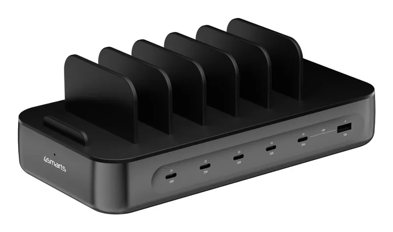 4smarts Charging station Team 100W 1x USB-A port 5x USB-C ports includes 6 cables black