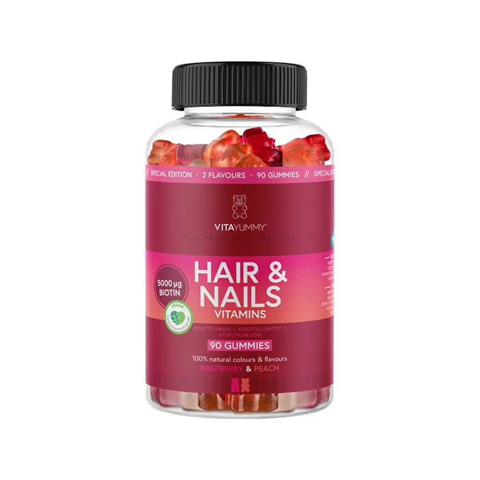 VitaYummy Hair & Nails Raspberry & Peach MIX 90 gummies