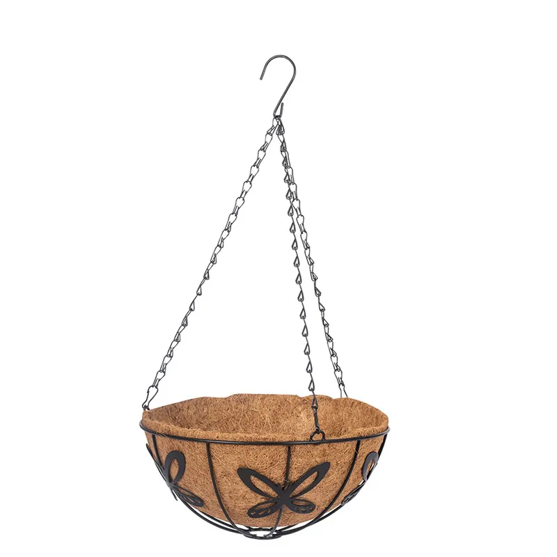 Hengende plantekurv sommerfugl i metall Ø 30 cm