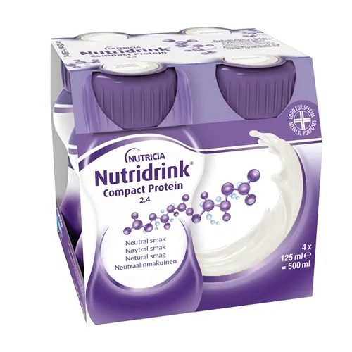 Nutridrink Compact Protein, neutral smak, energi och proteinrikt kosttillägg 4 x 125 milliliter