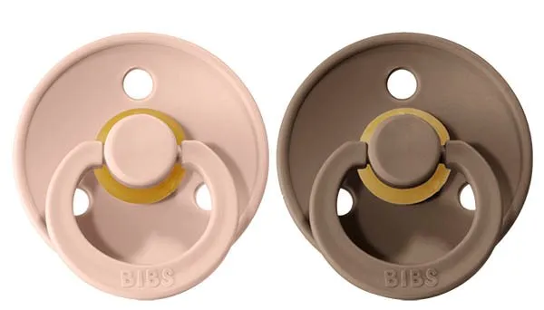 BIBS Colour Napp 2-pack Latex Stl 1 Rund, Dark Oak/Blush